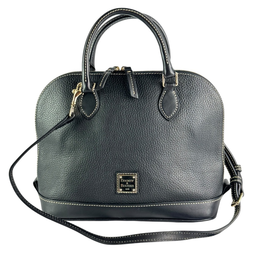 DOONEY & BOURKE Sorrento Zip Zip Black Leather Medium Satchel Shoulder Bag